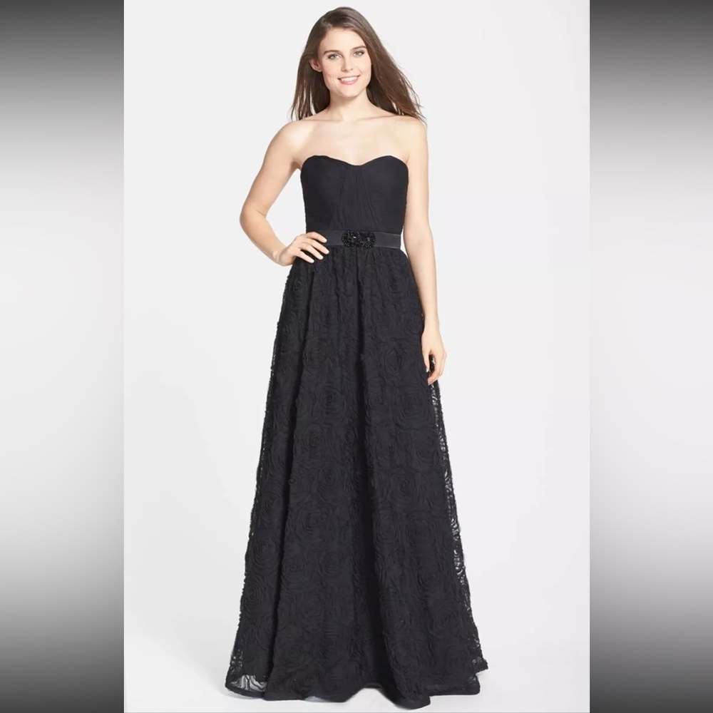 Adrianna Papell Rosette Black Gown